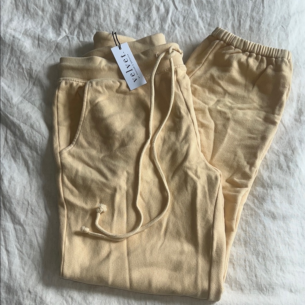 Velvet Butter Yellow Drawstring Sweatpants new with tag